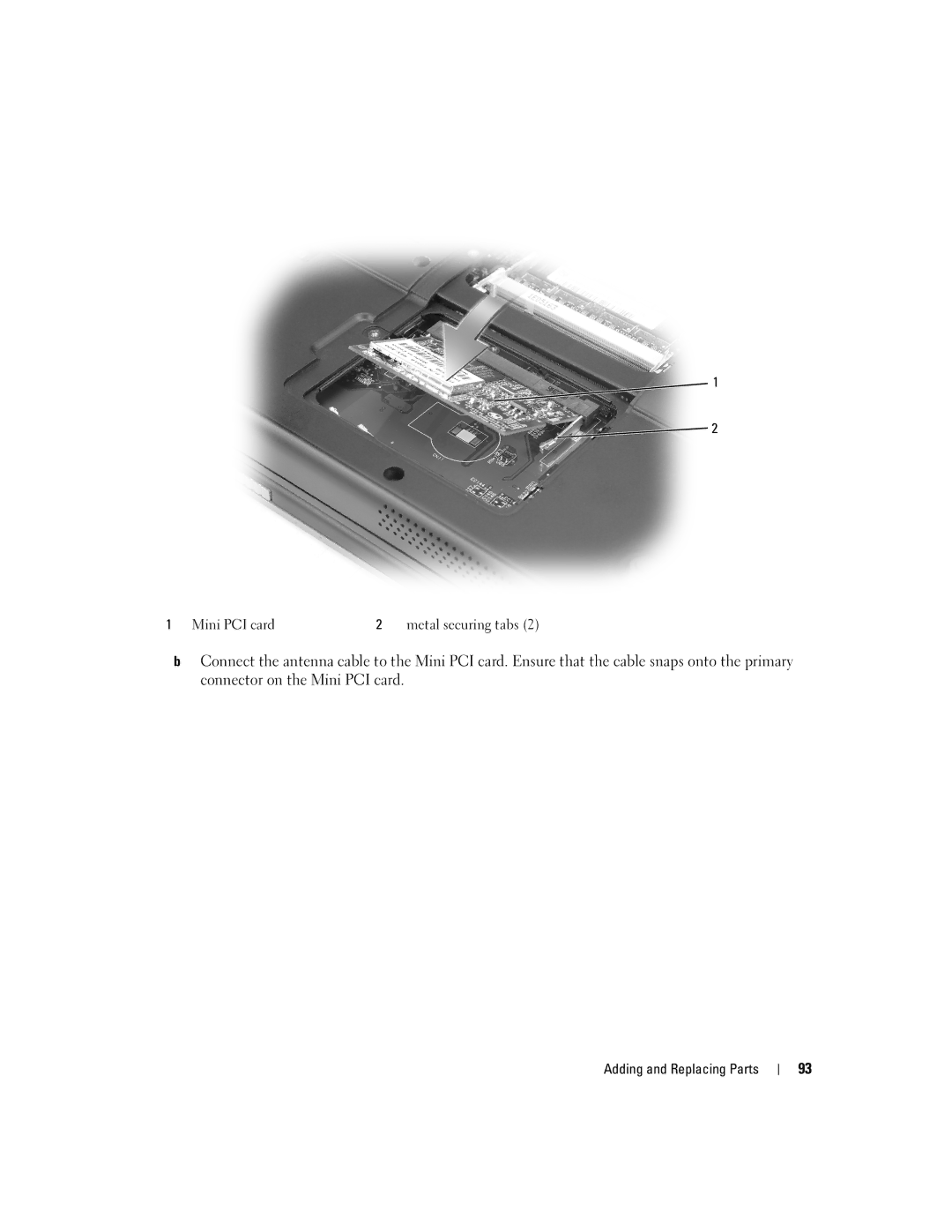 Dell 1300 owner manual Mini PCI card 