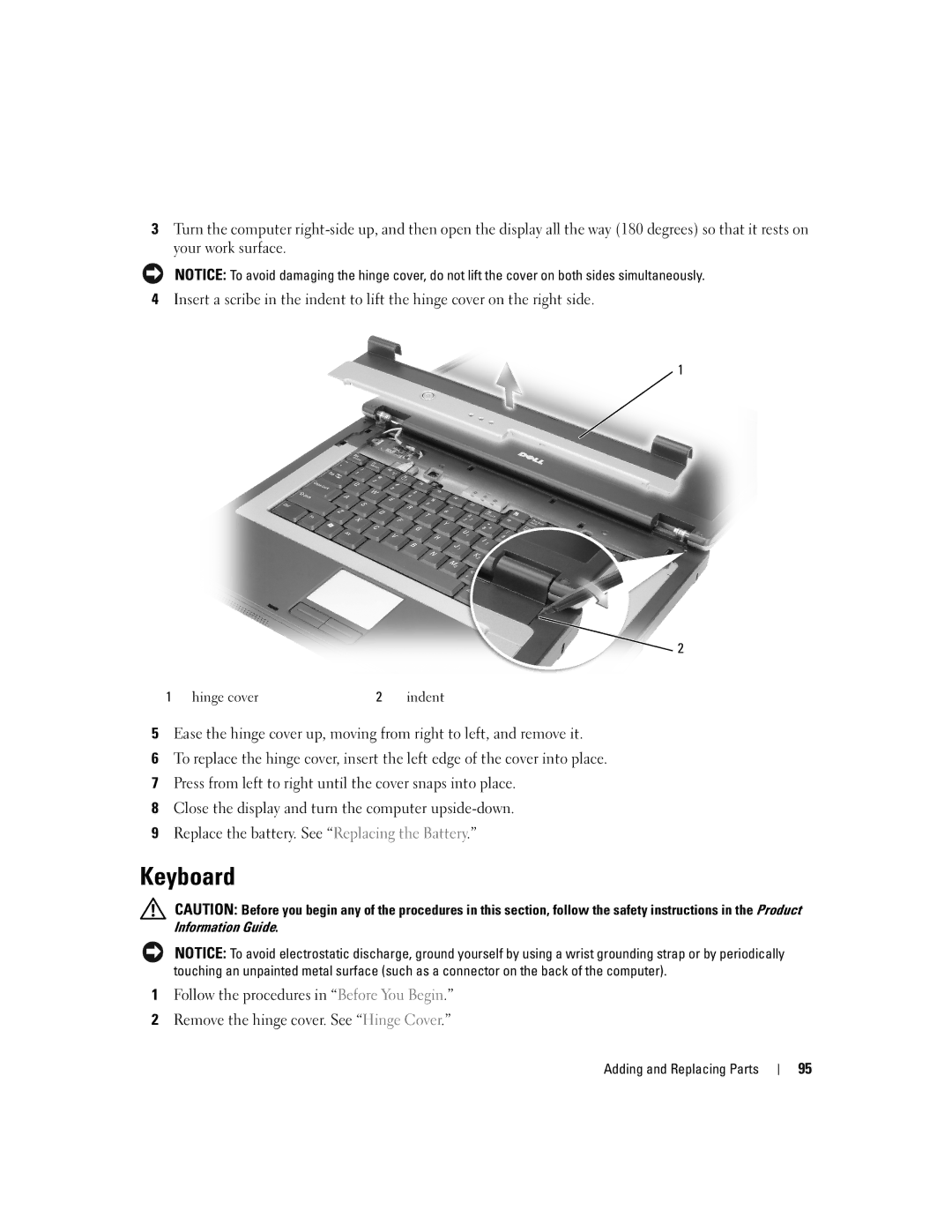 Dell 1300 owner manual Keyboard 