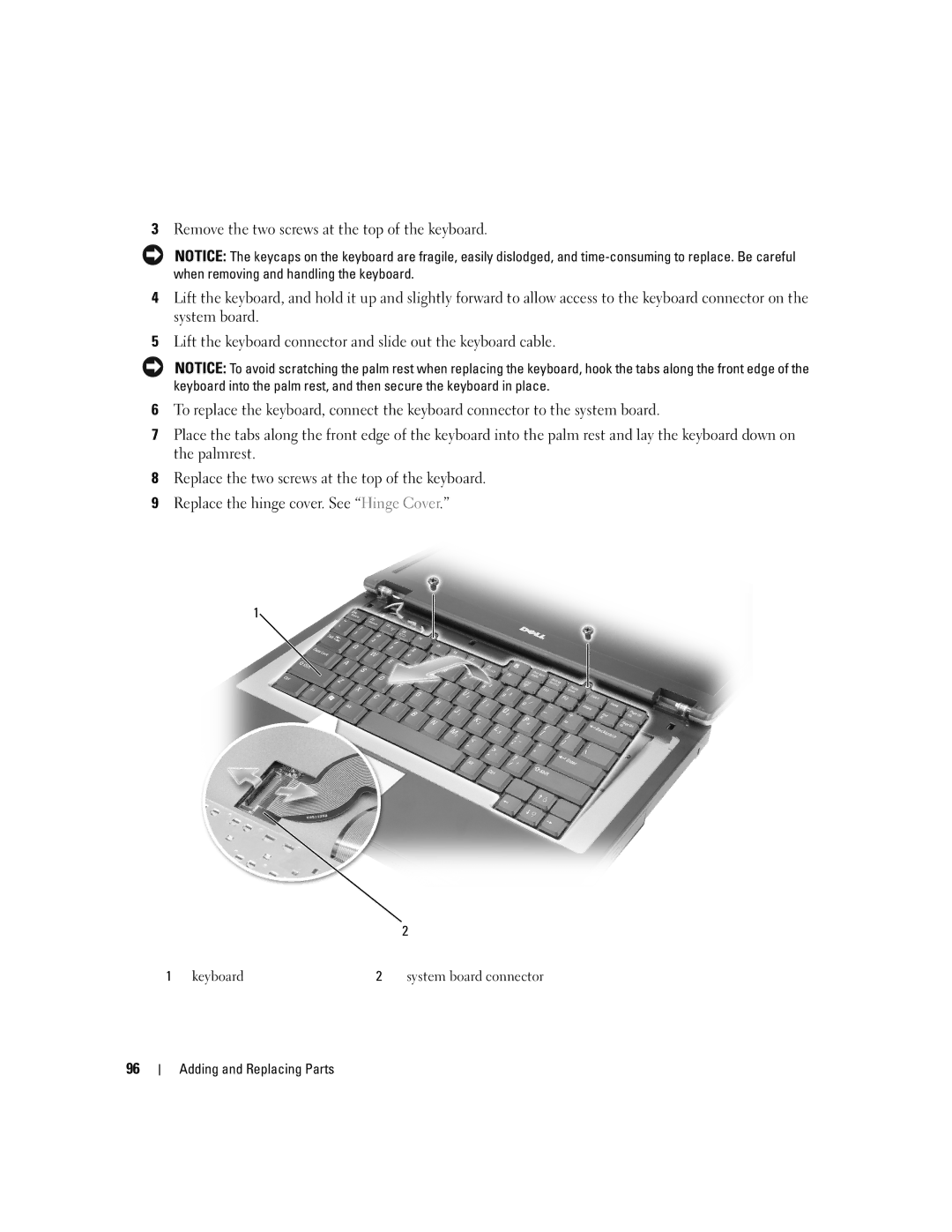 Dell 1300 owner manual Keyboard 