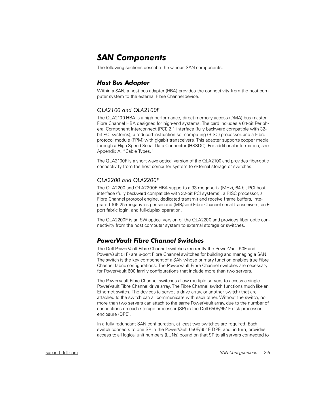 Dell 120T, 130T, 35F manual Support.dell.com SAN Configurations 