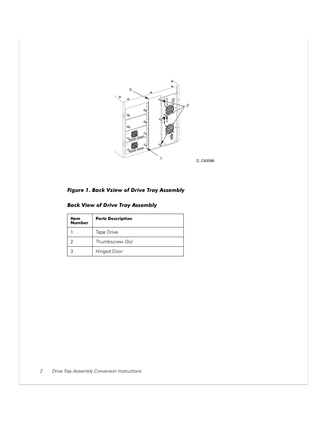 Dell 130T manual Back Vziew of Drive Tray Assembly 