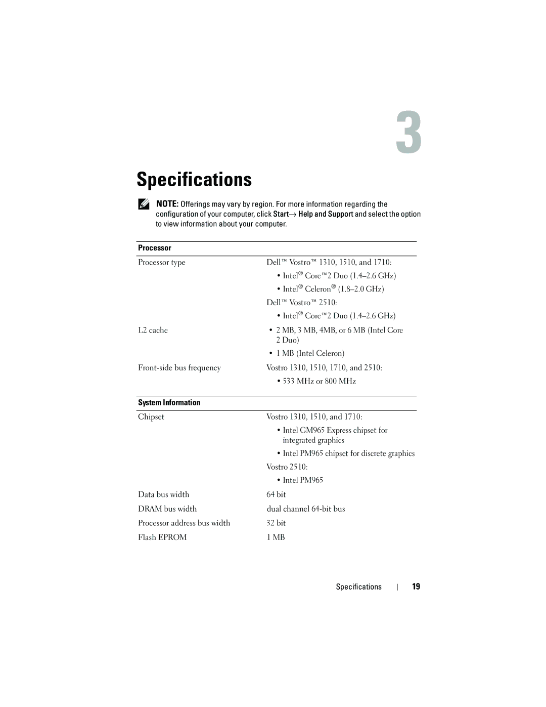 Dell 1310 specifications Specifications 