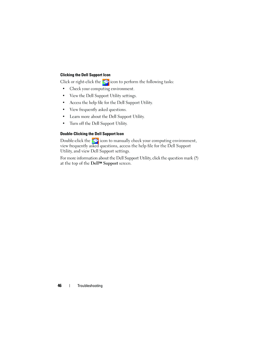 Dell 1310 specifications Double-Clicking the Dell Support Icon 