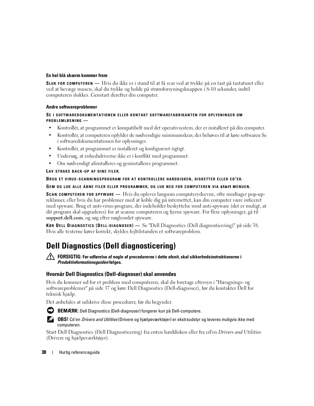 Dell PP23LB, 131L, GU434 manual Dell Diagnostics Dell diagnosticering, Hvornår Dell Diagnostics Dell-diagnoser skal anvendes 