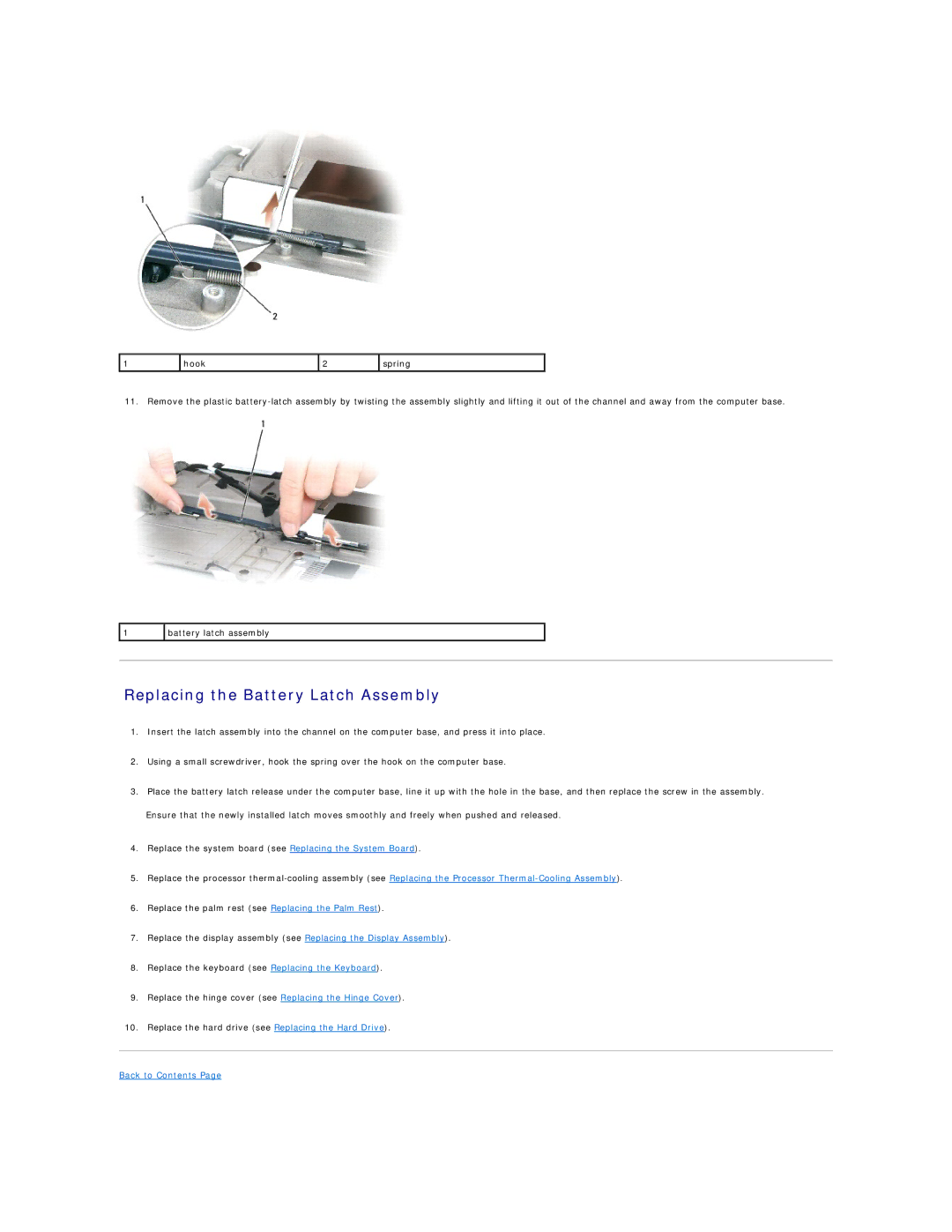 Dell 131L manual Replacing the Battery Latch Assembly 