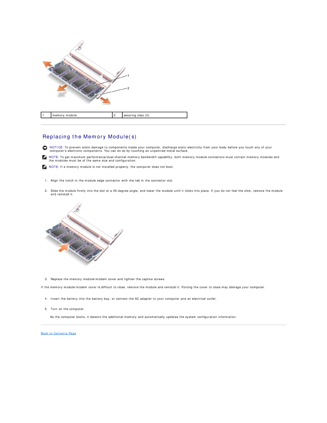 Dell 131L manual Replacing the Memory Modules 