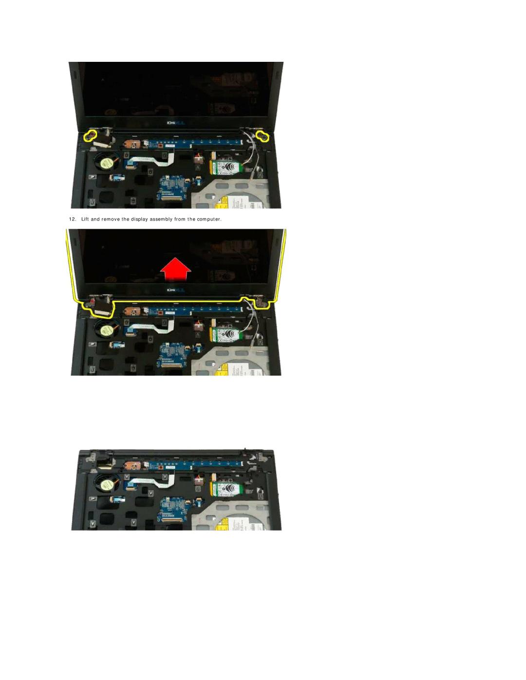 Dell 1320 specifications Lift and remove the display assembly from the computer 