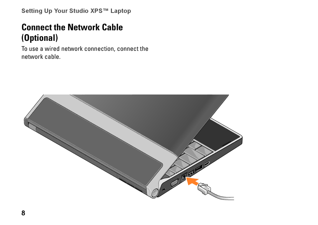 Dell P464C, 1340, PP17S setup guide Connect the Network Cable Optional 