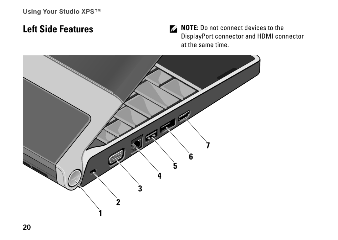 Dell P464C, 1340, PP17S setup guide Left Side Features 