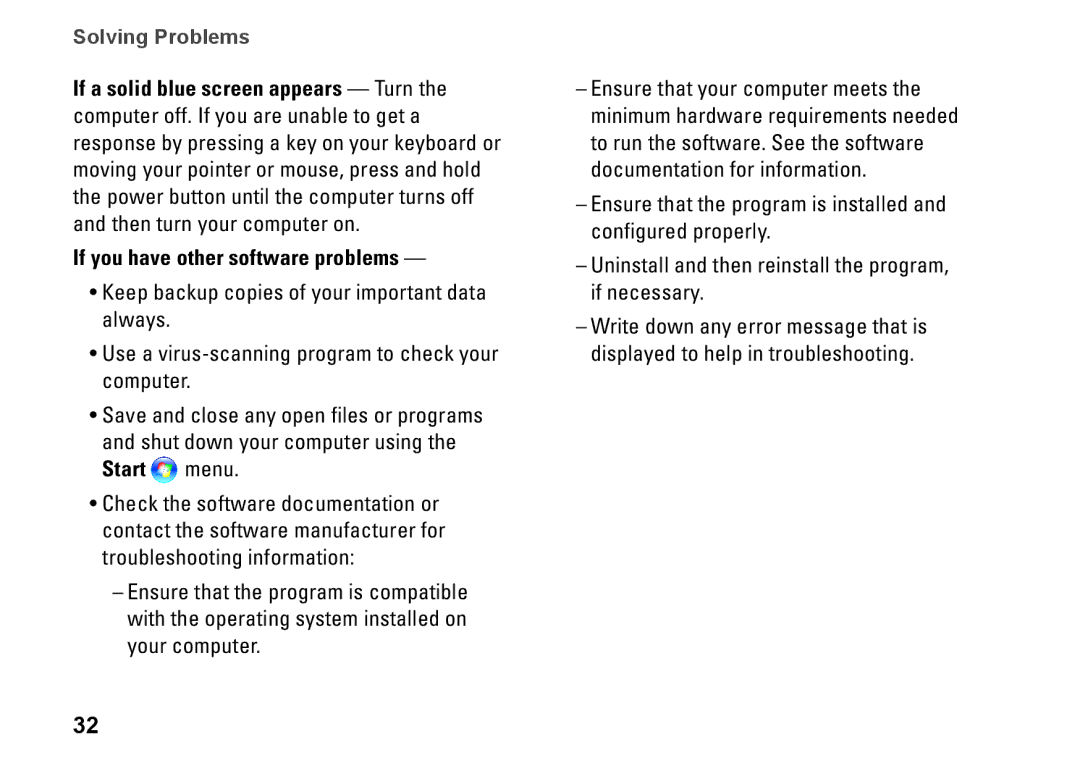 Dell P464C, 1340, PP17S setup guide Solving Problems 