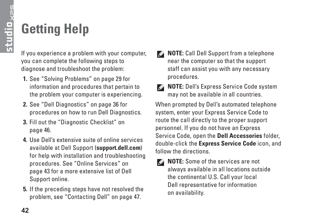 Dell PP17S, 1340, P464C setup guide Getting Help 