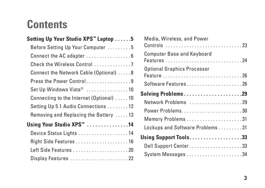 Dell PP17S, 1340, P464C setup guide Contents 