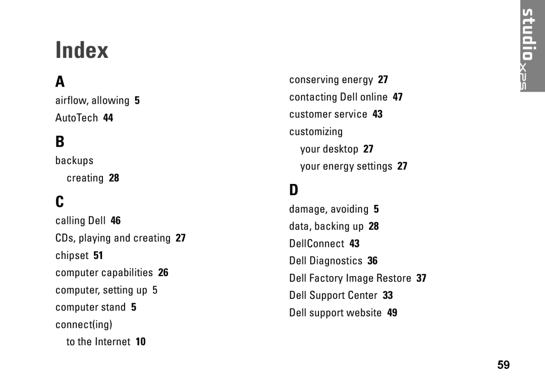 Dell P464C, 1340, PP17S setup guide Index 