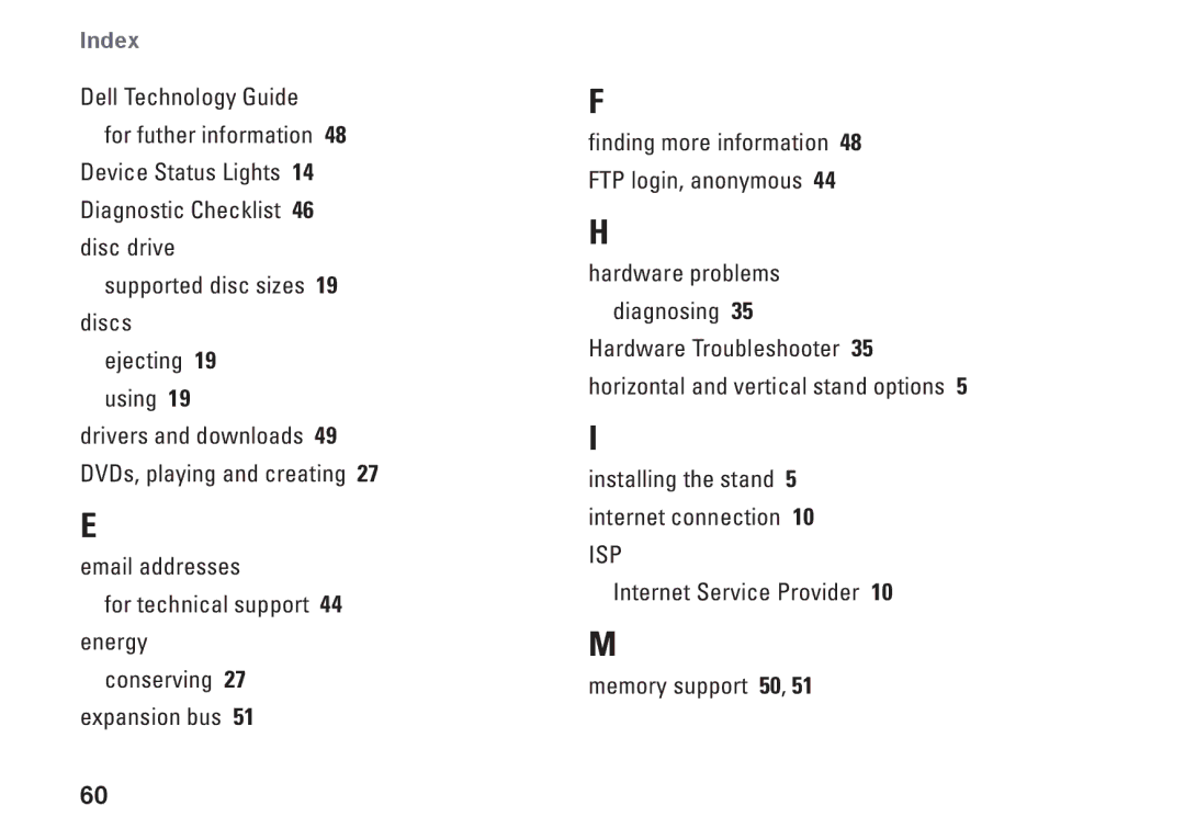 Dell PP17S, 1340, P464C setup guide Index 