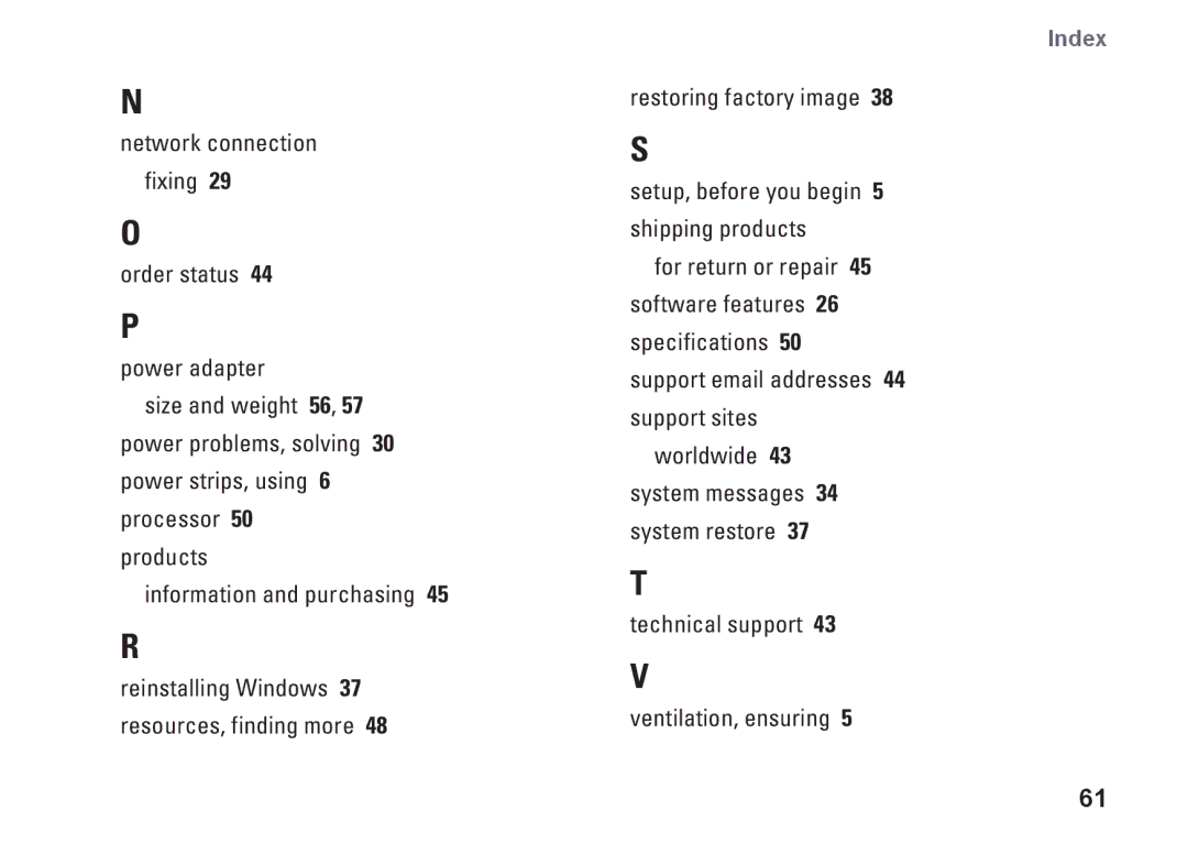 Dell 1340, P464C, PP17S setup guide Technical support Ventilation, ensuring 