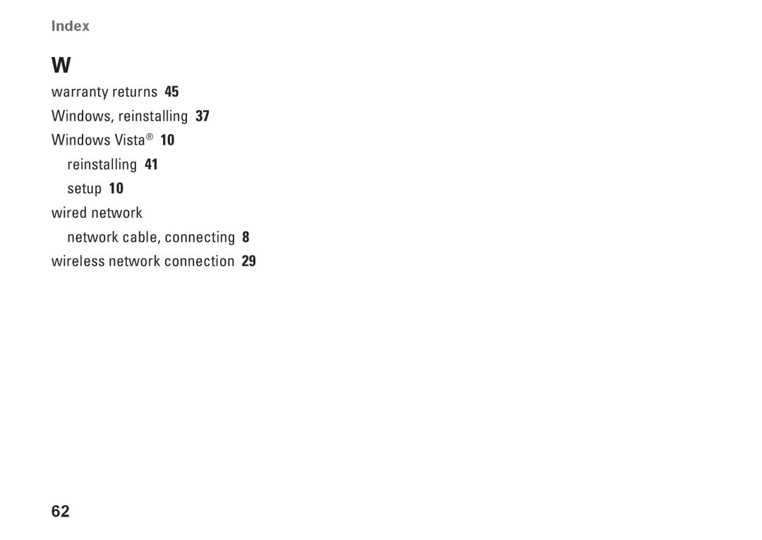 Dell P464C, 1340, PP17S setup guide Network cable, connecting 8 wireless network connection 