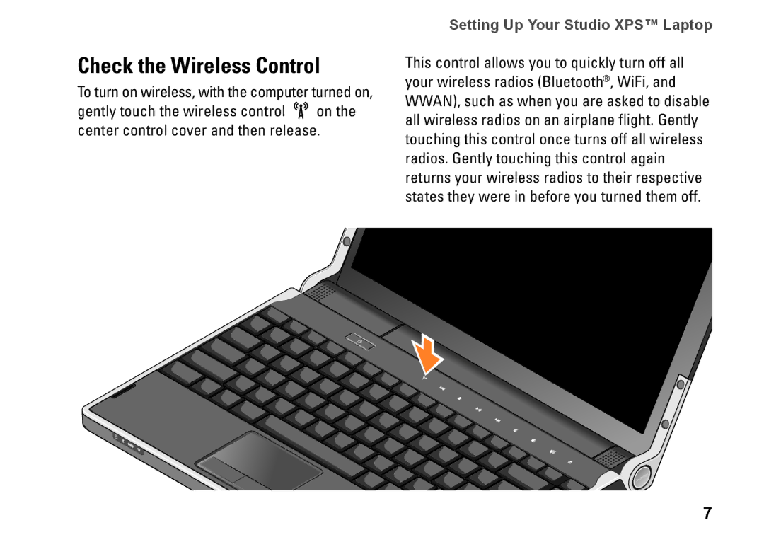 Dell 1340, P464C, PP17S setup guide Check the Wireless Control 