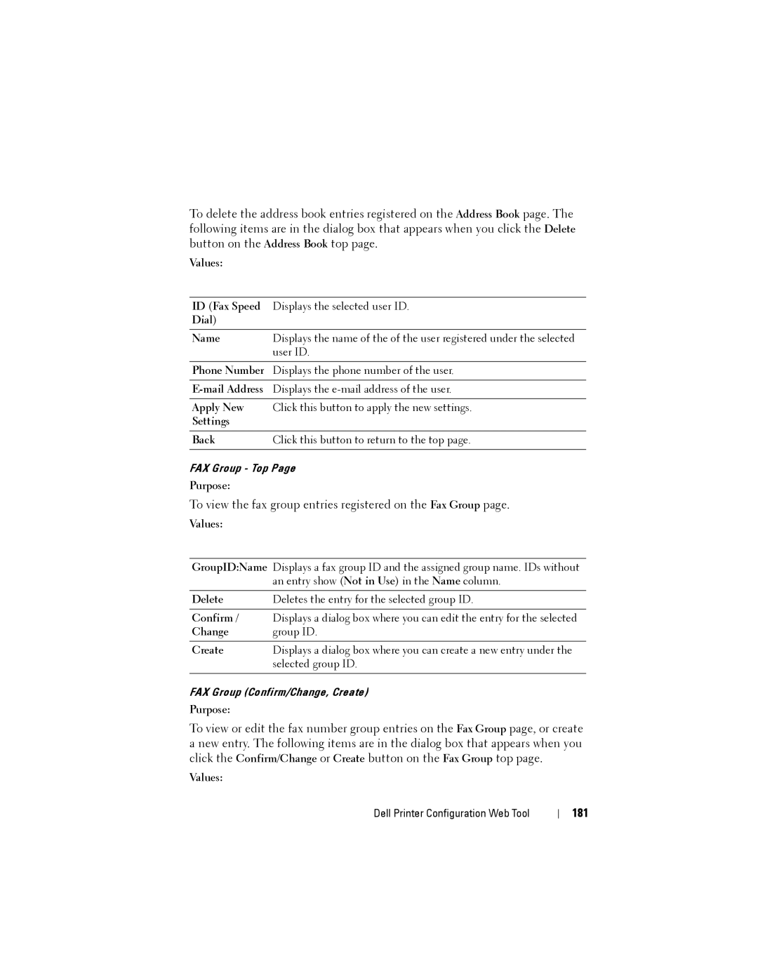 Dell 1355CN, 1355cnw manual 181, Confirm, Change 