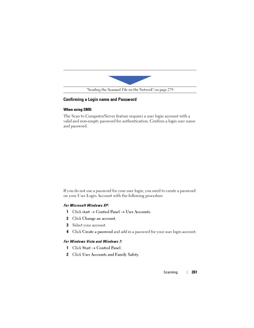 Dell 1355CN, 1355cnw manual Confirming a Login name and Password, When using SMB, 261 