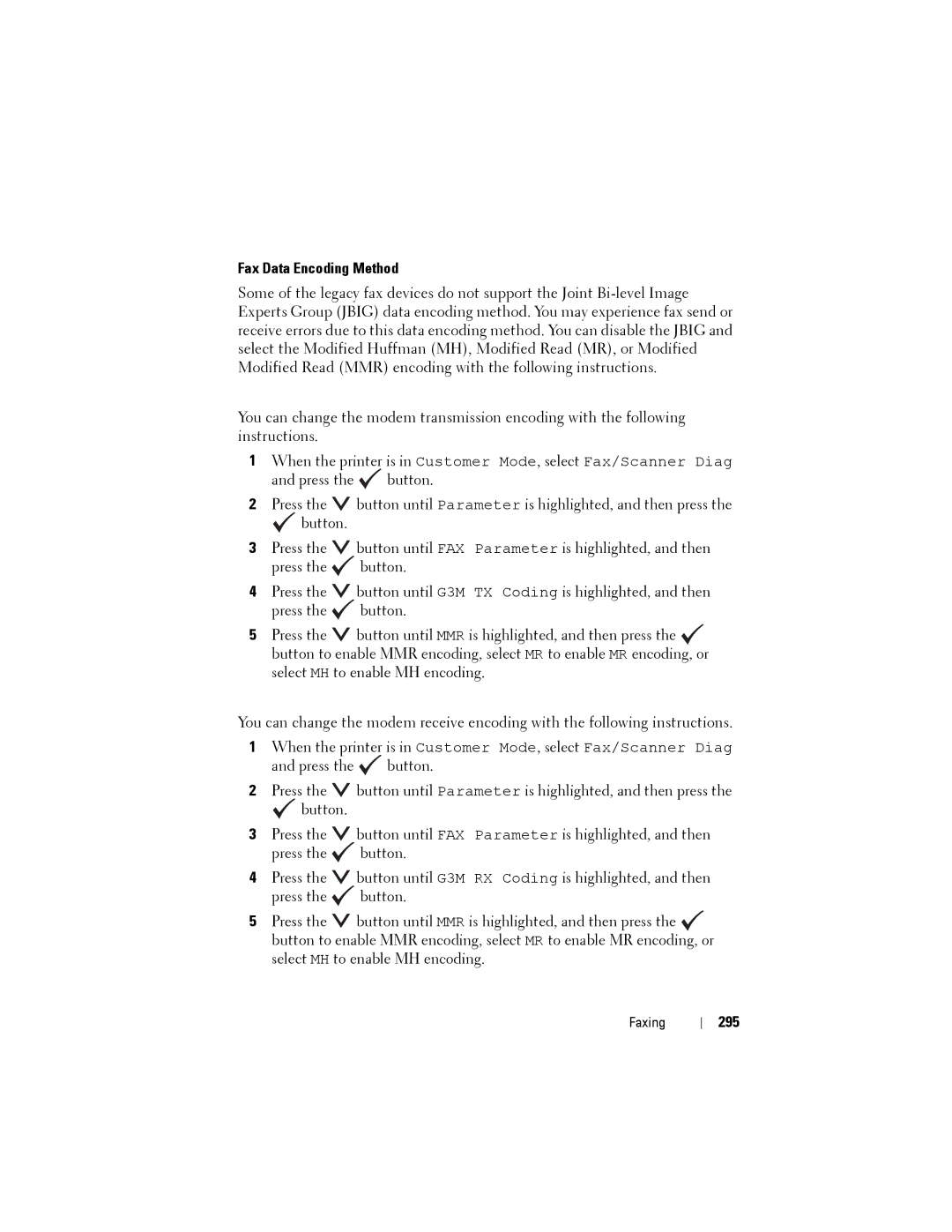 Dell 1355CN, 1355cnw manual Fax Data Encoding Method, 295 