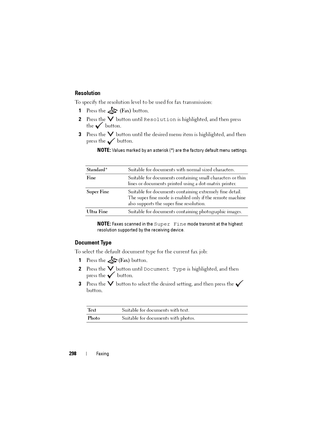 Dell 1355cnw, 1355CN manual Resolution, Document Type, 298 