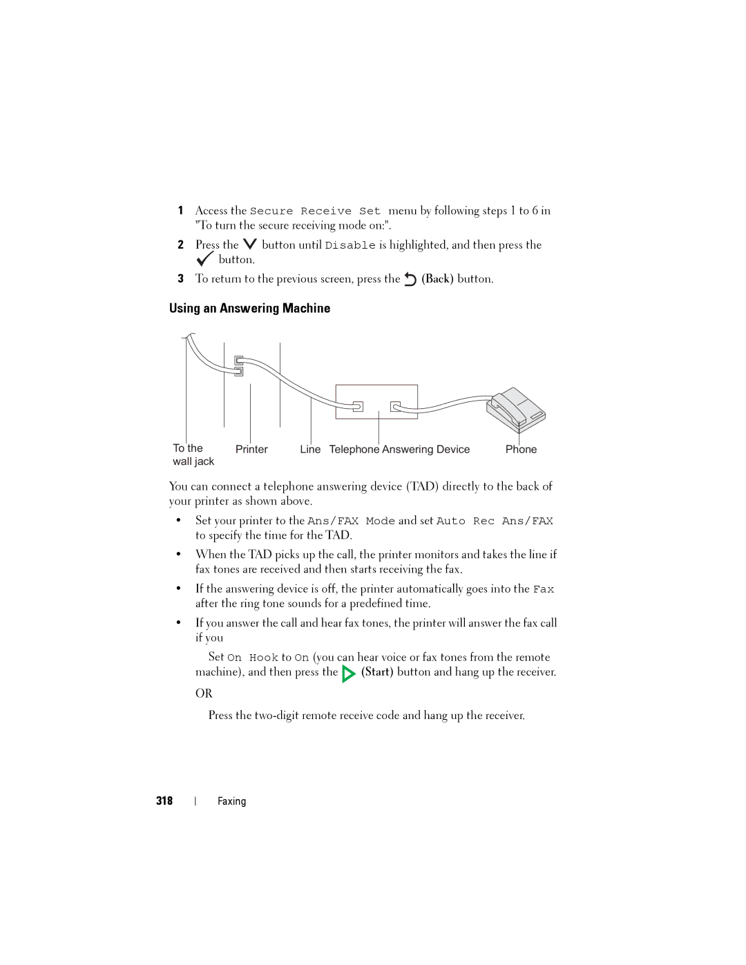 Dell 1355cnw, 1355CN manual Using an Answering Machine, 318 