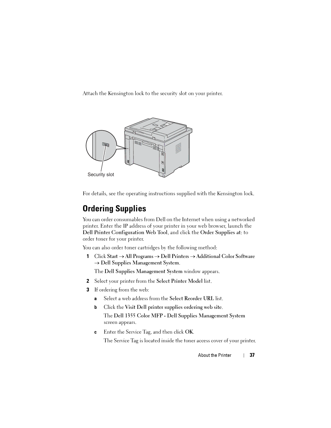 Dell 1355CN, 1355cnw manual Ordering Supplies 