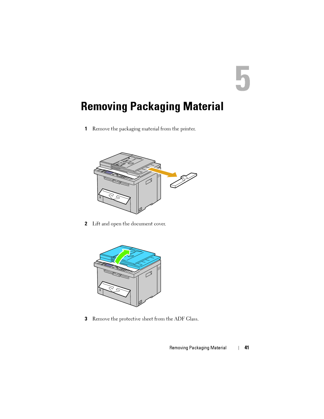 Dell 1355CN, 1355cnw manual Removing Packaging Material 