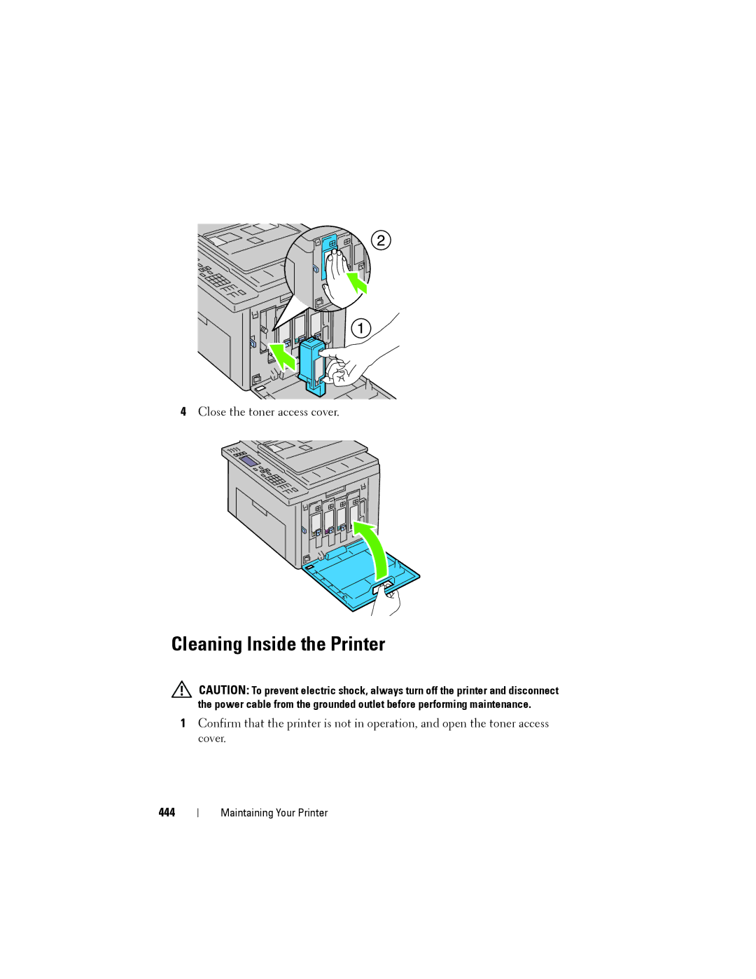 Dell 1355cnw, 1355CN manual Cleaning Inside the Printer, 444 