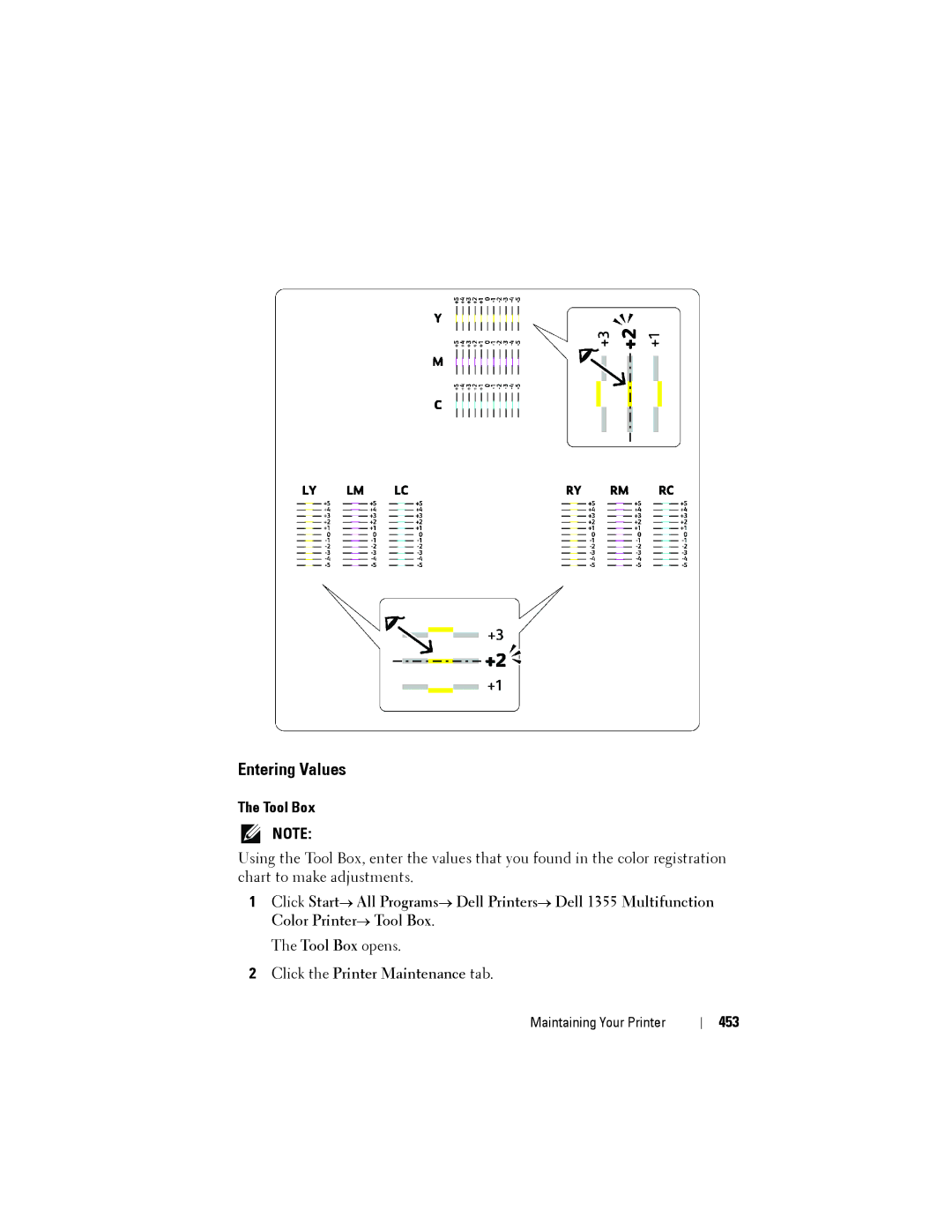 Dell 1355CN, 1355cnw manual Entering Values, 453 