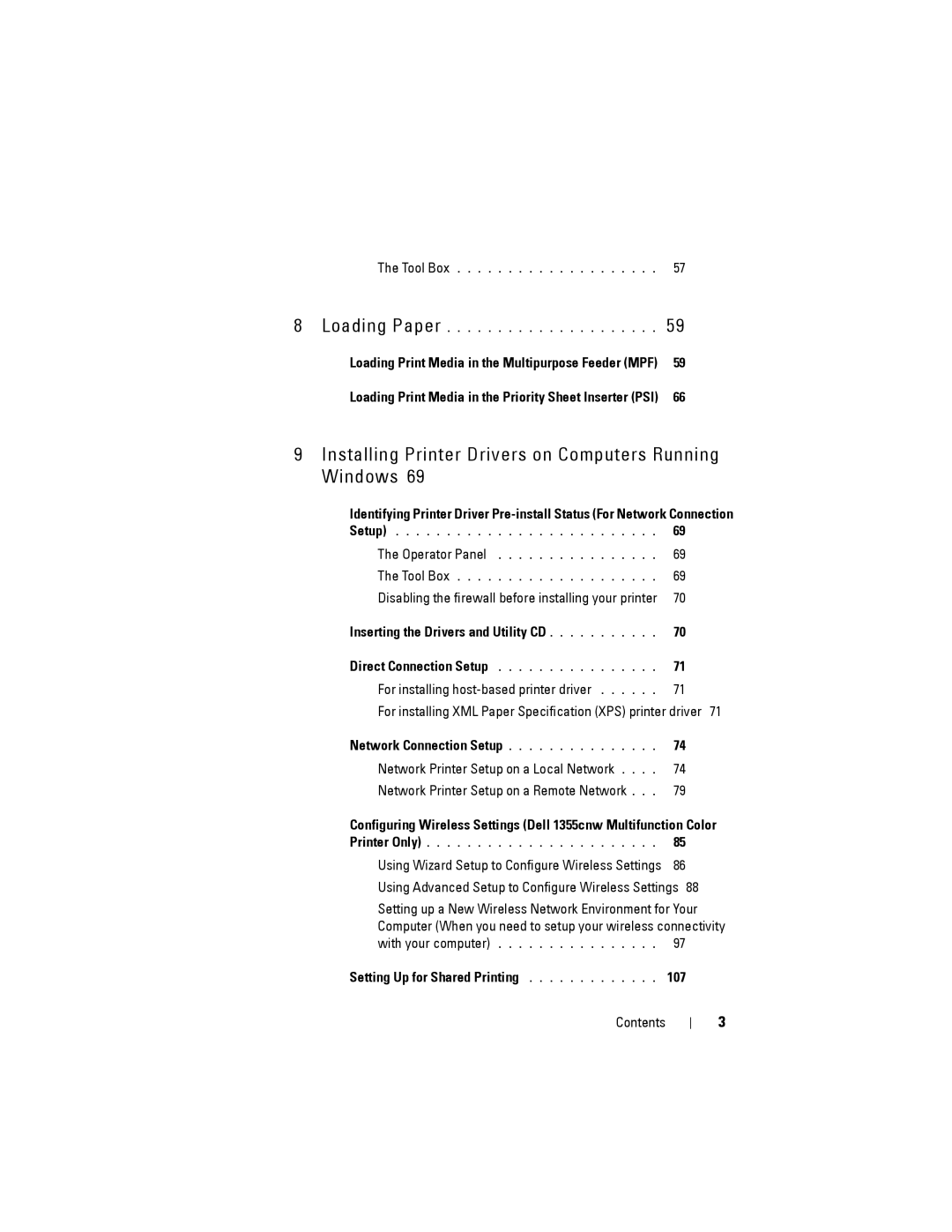 Dell 1355CN, 1355cnw manual Inserting the Drivers and Utility CD, Setting Up for Shared Printing 