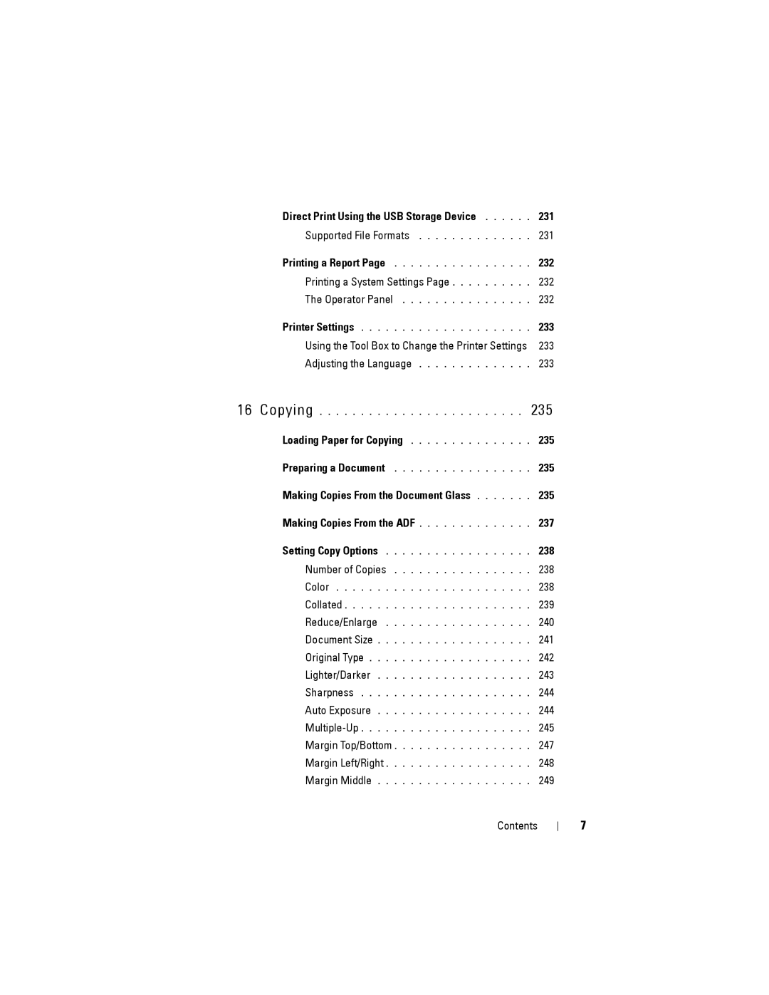 Dell 1355CN, 1355cnw manual 231, 232, 233, 235, Making Copies From the ADF 237, 238 