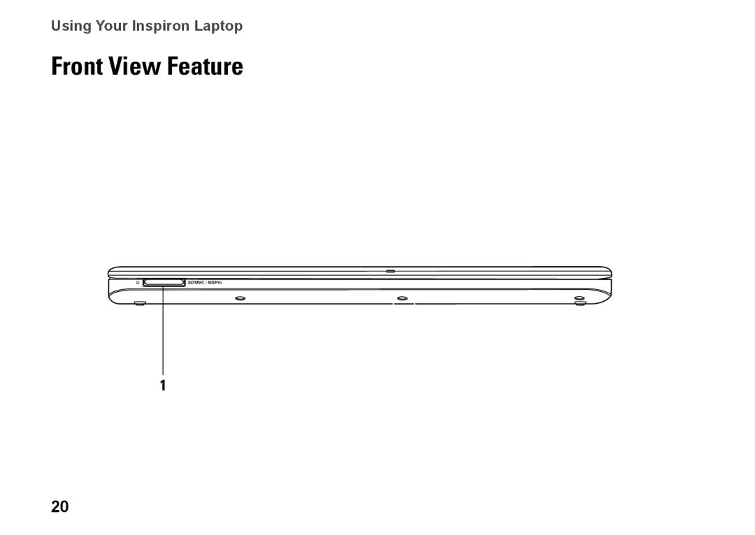 Dell 1370, P06S001, MV909 setup guide Front View Feature 