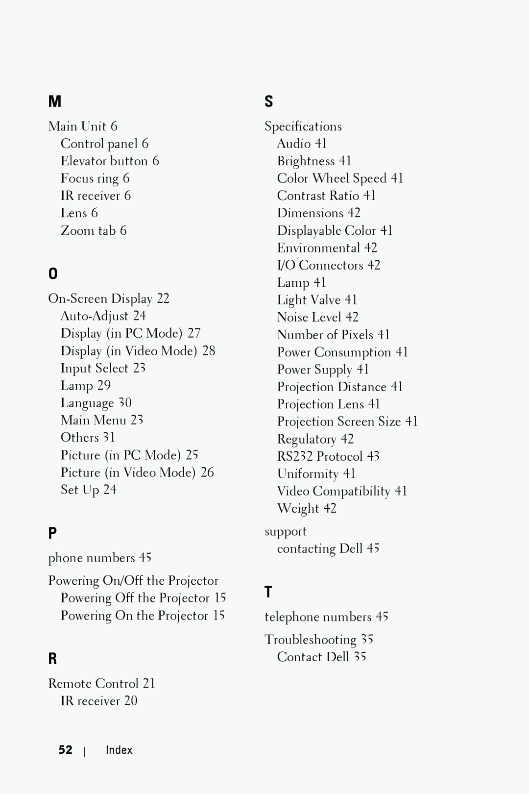 Dell 1409X manual Index 