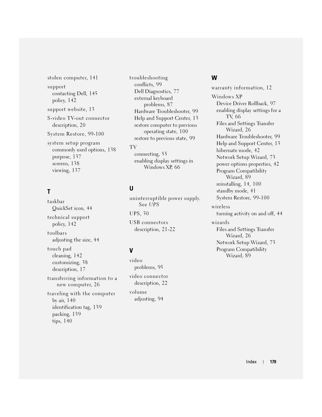 Dell PP19L, 140M owner manual 179 