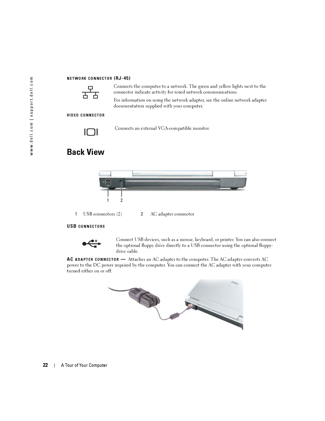 Dell 140M, PP19L owner manual Back View 