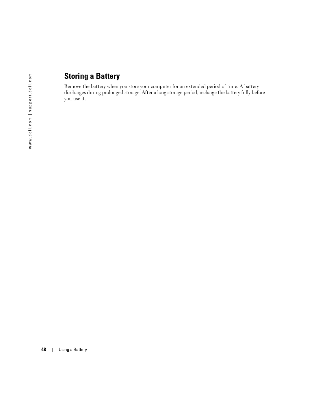 Dell 140M, PP19L owner manual Storing a Battery 