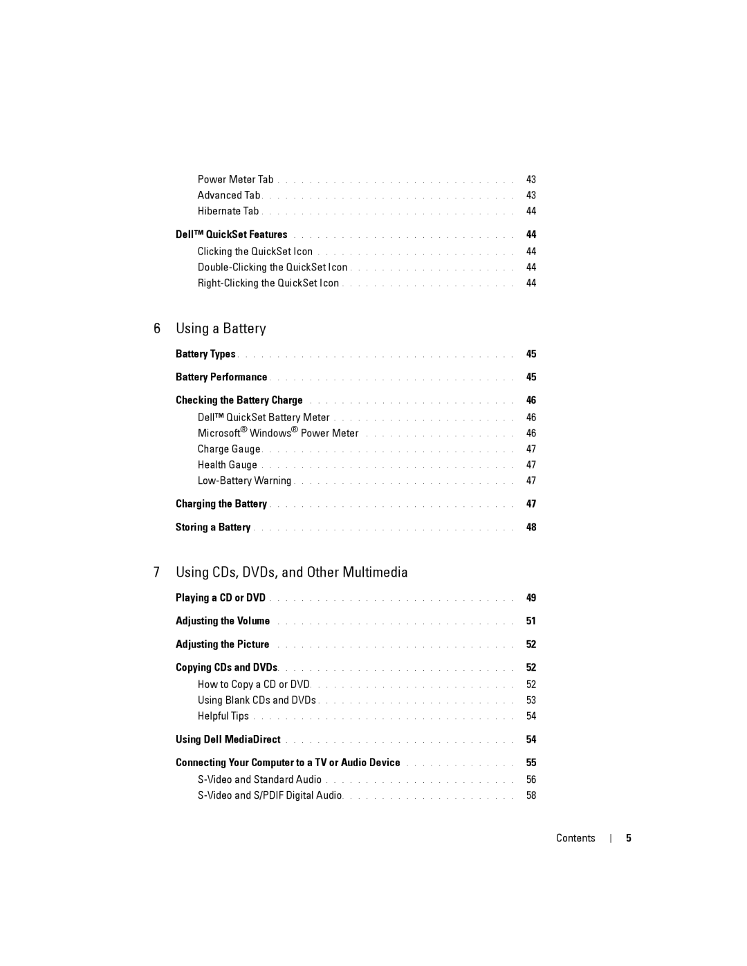 Dell PP19L, 140M owner manual Using a Battery, Connecting Your Computer to a TV or Audio Device 