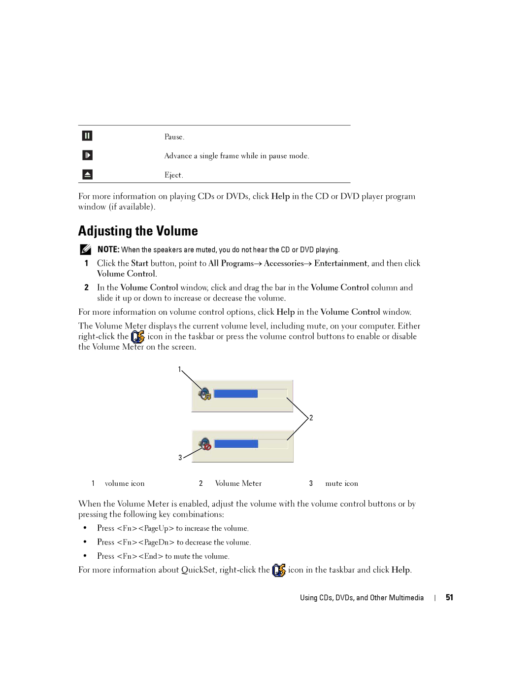 Dell PP19L, 140M owner manual Adjusting the Volume 