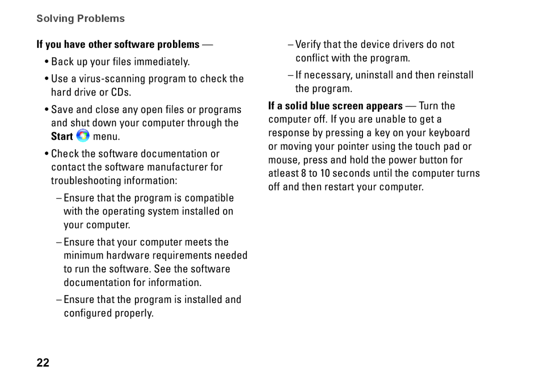 Dell 1410, Y727H, PP38L setup guide If you have other software problems 