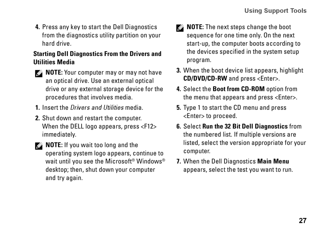 Dell PP38L, 1410, Y727H setup guide Type 1 to start the CD menu and press Enter to proceed 