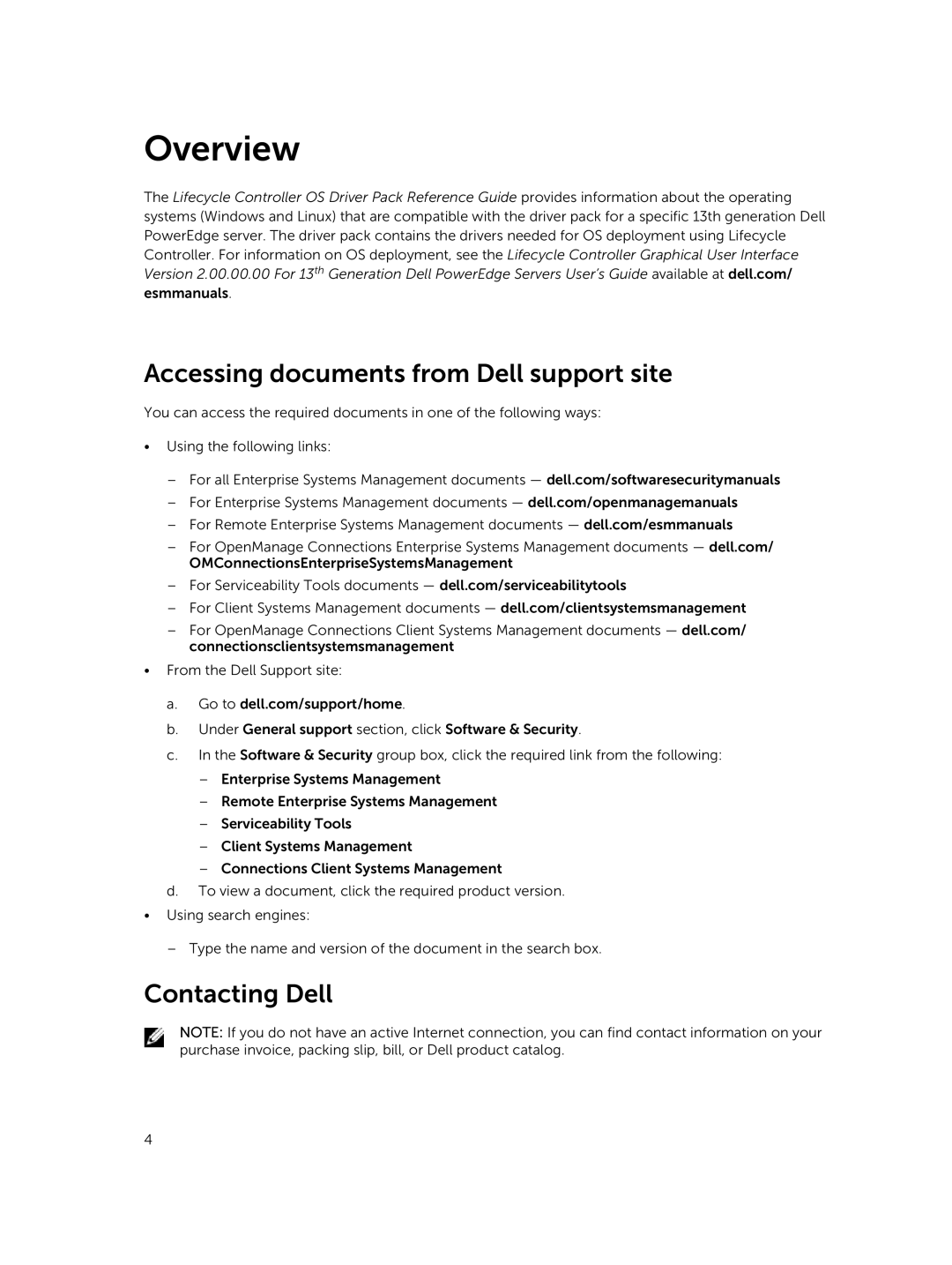 Dell 14.10.05 manual Accessing documents from Dell support site, Contacting Dell 