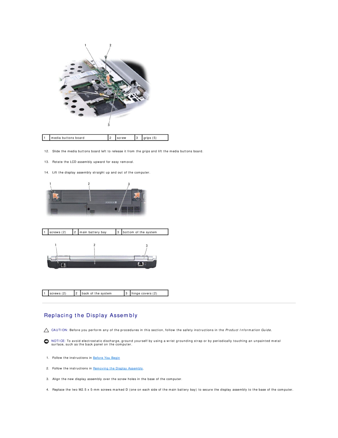 Dell 1400, 1420 service manual Replacing the Display Assembly, Follow the instructions in Removing the Display Assembly 