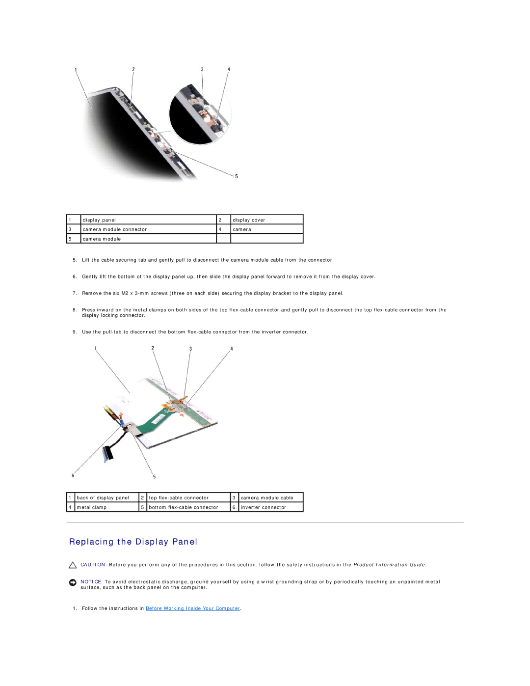 Dell 1420, 1400 service manual Replacing the Display Panel 