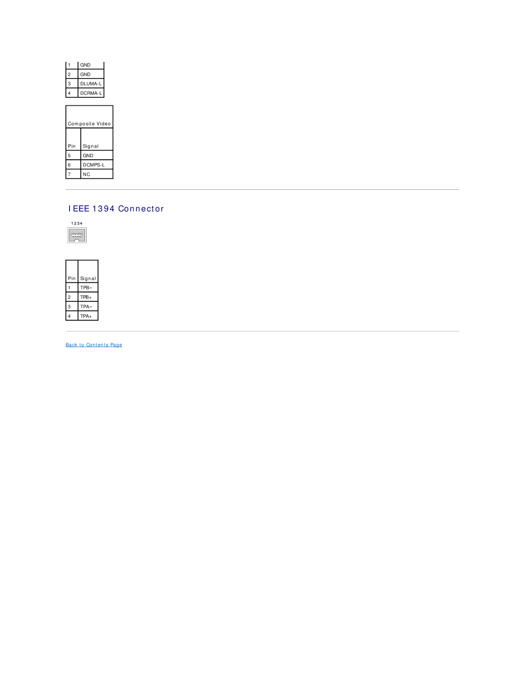 Dell 1420, 1400 service manual Ieee 1394 Connector 