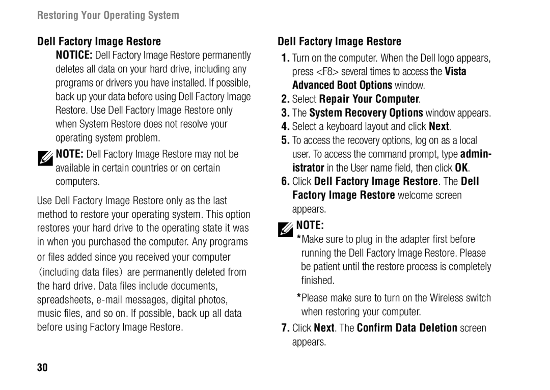 Dell 1427, F243R setup guide Dell Factory Image Restore, Select a keyboard layout and click Next 