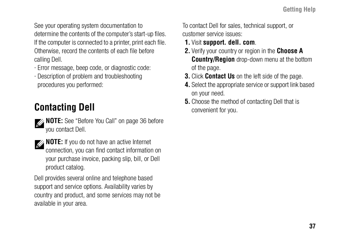 Dell F243R, 1427 setup guide Contacting Dell, Visit support. dell. com 