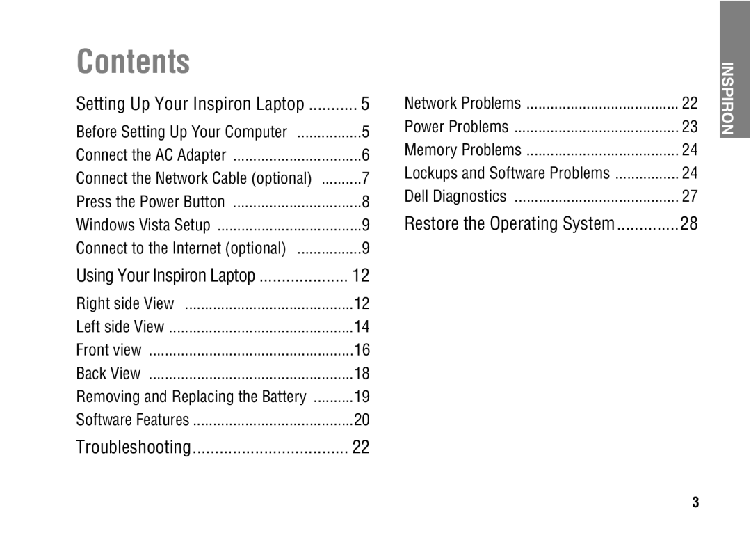 Dell F243R, 1427 setup guide Contents 