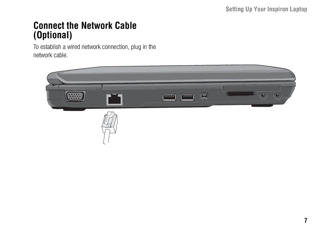 Dell F243R, 1427 setup guide Connect the Network Cable Optional 