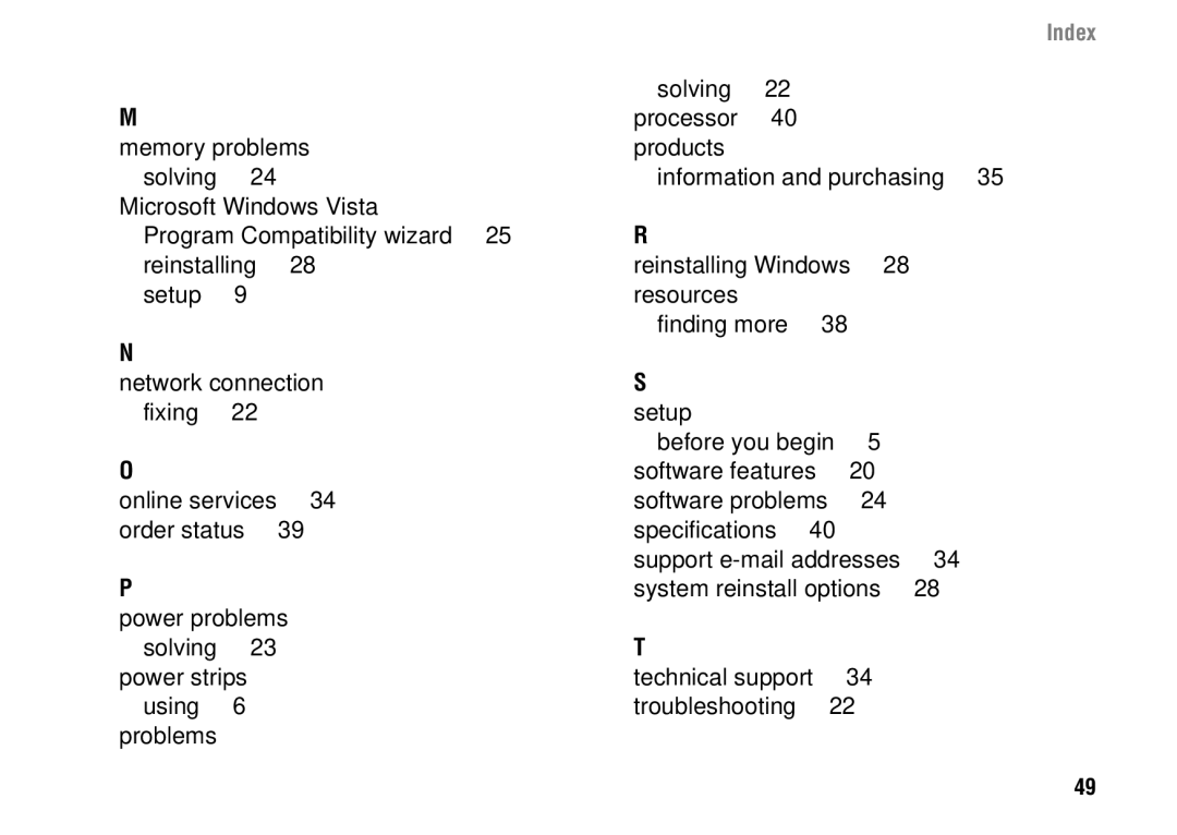 Dell 1427 Solving, Memory problems Products, Microsoft Windows Vista Program Compatibility wizard, Setup, Order status 